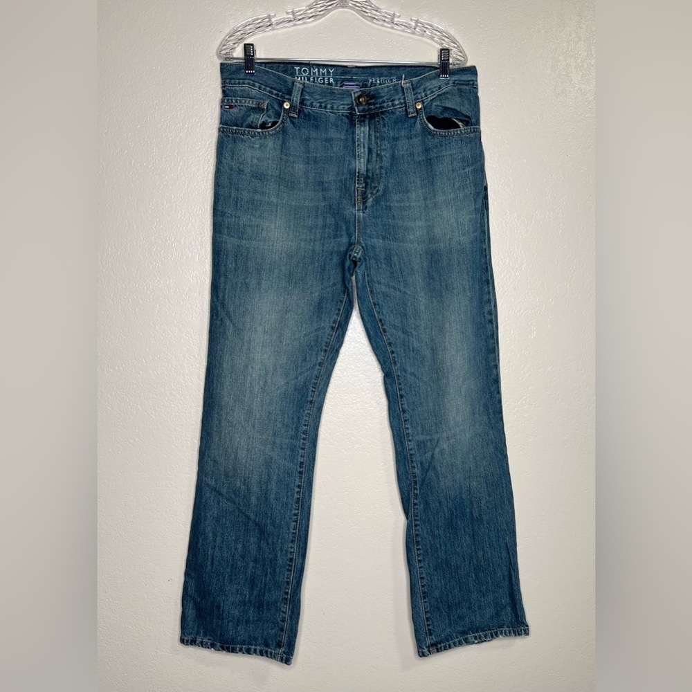 Tommy Hilfiger Jeans Mens Size 34x32 Blue Straight Leg 5 Pocket Denim Jeans Dark